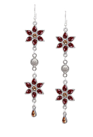 Fuschia German Silver Afghan Earrings